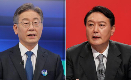이재명 더불어민주당 대선후보(왼쪽)와 윤석열 국민의힘 대선후보 [연합뉴스]
